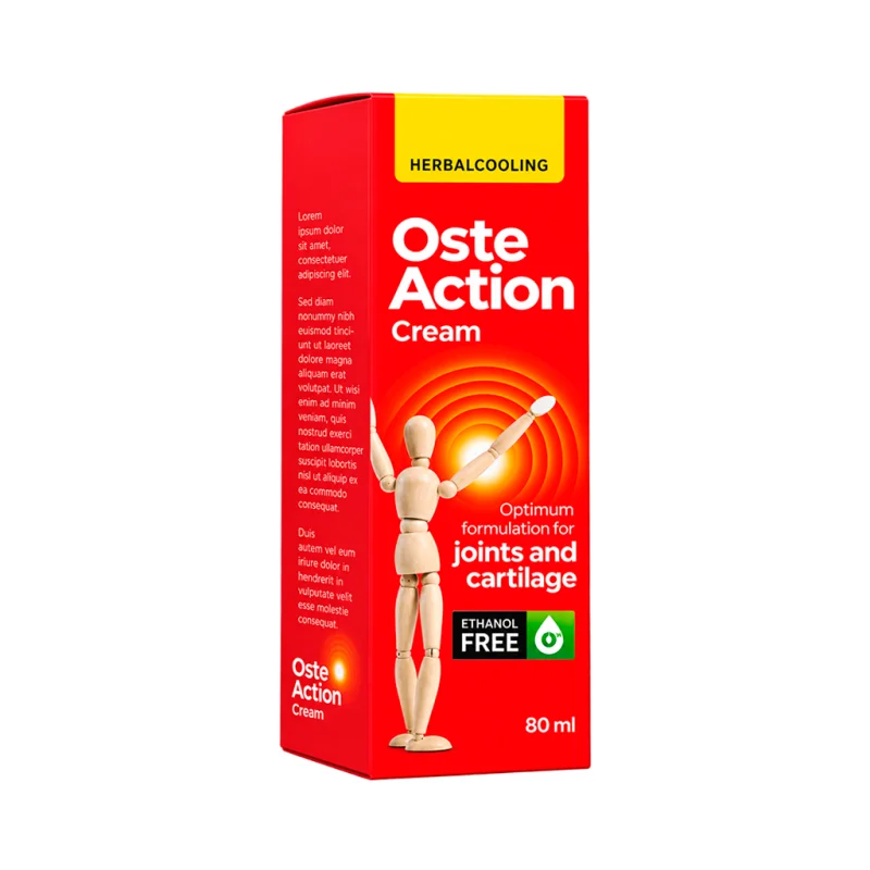 Oste Action — crvena kartonska kutija kreme za zglobove, 80 ml